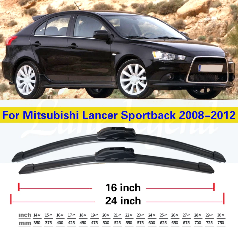 Car Wiper Front Rear Wiper Blades Set For Mitsubishi Lancer Hatchback Sportback 2008-2012 Windshield Windscreen Window 24\