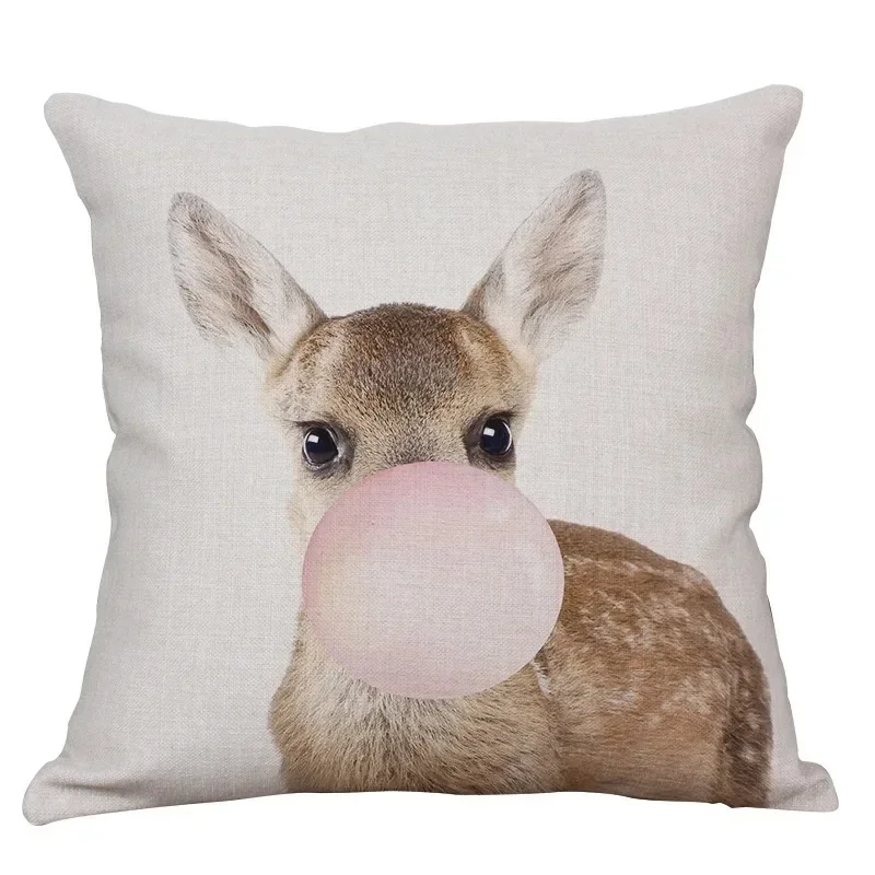 Giraffe Blow Bubbles Cushion Cover Home Decor Koala Animal PatternThrow Pillowcase Living Room Sofa Chair Seat Pillows Covers