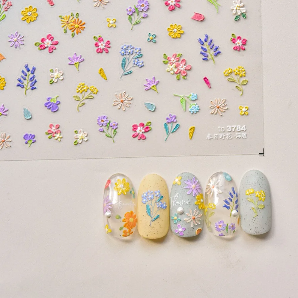 Bladeren Bloem Nagel Stickers Wildflowers Maan Ster Bloem Nagel Decoraties 5d Reliëf Stickers Nagel Benodigdheden Bloem Nagel Stickers