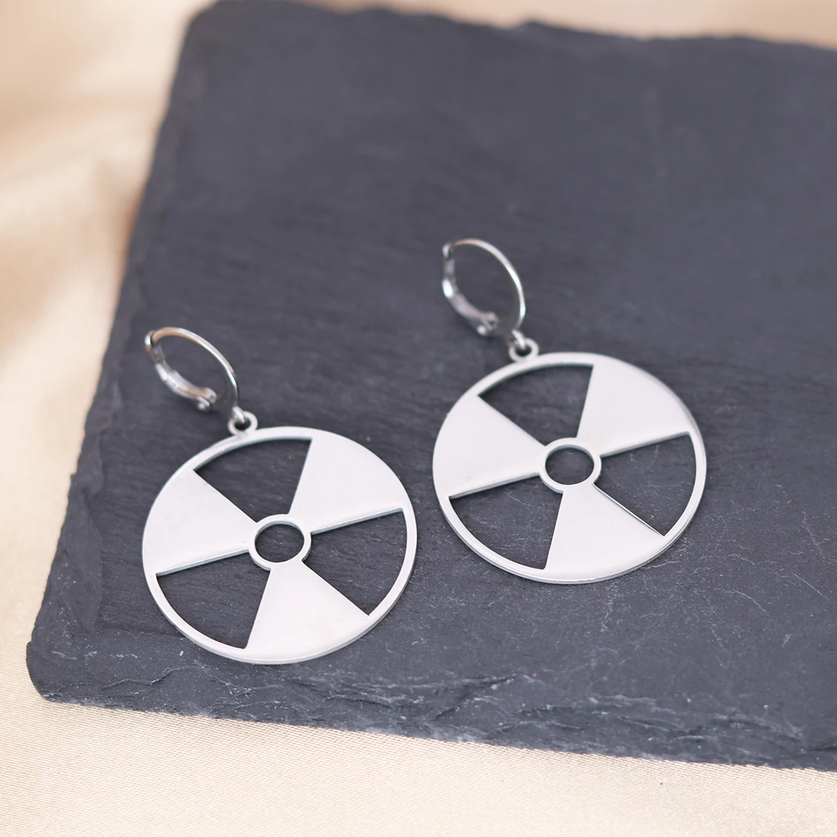 Kinitial Radiation Hazard Symbol Pendant Radioactive Earring Hulk Logo Nuclear Emblem Cyber Goth Logo Industrial Imprint Stalker