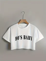 Vintage Alphabet Crop Top Soft Stretchy & Easy-Care Perfect for Spring-Fall