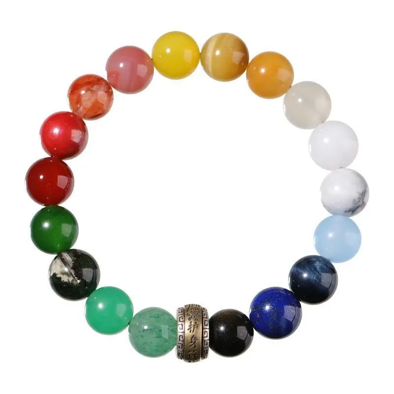 UMQ Wedding Soil Agate Golden Wood Water Fire Soil Full-Effect Balance Complementary Bracelet Obsidian Bracelet