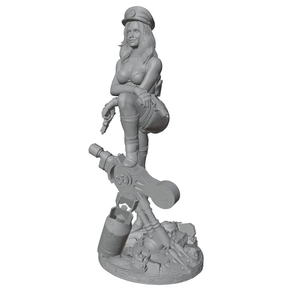 1/24 Warrior Resin Model Kit GK Micro 3D Printed Grey Model Statue, High Precision Resin Model Hand Uncolored,Unassembled view 3