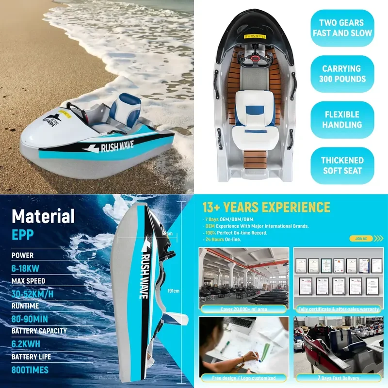 Professional Mini Electric Aqua Kart Boat Wave Jet Ski with 2 Wheels Speedy for Ocean Waters 72v Battery Voltage