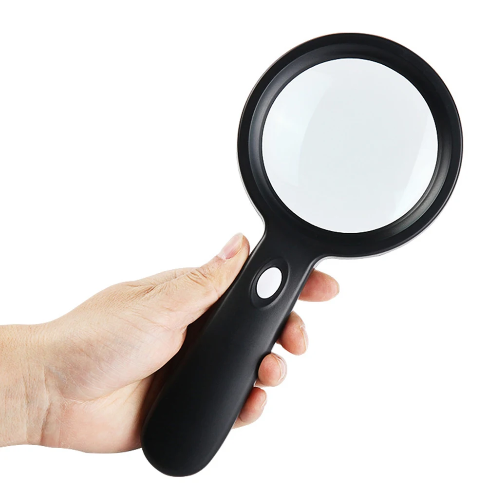 

LED Light Magnifying Glass Handheld with 3X Magnification Bright LED Powered by 3 Batteries Non Slip Grip for Seniors Reading