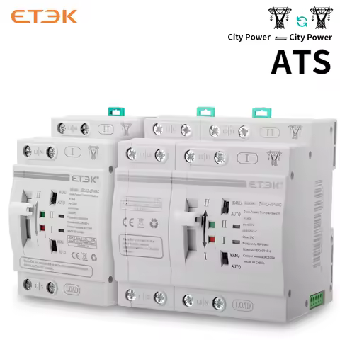 ETEC Din Rail 2P/4P ATS Dual Power Automatic Transfer Switch Electrical Selector Switches Uninterrupted Power 40A/63A City Grid
