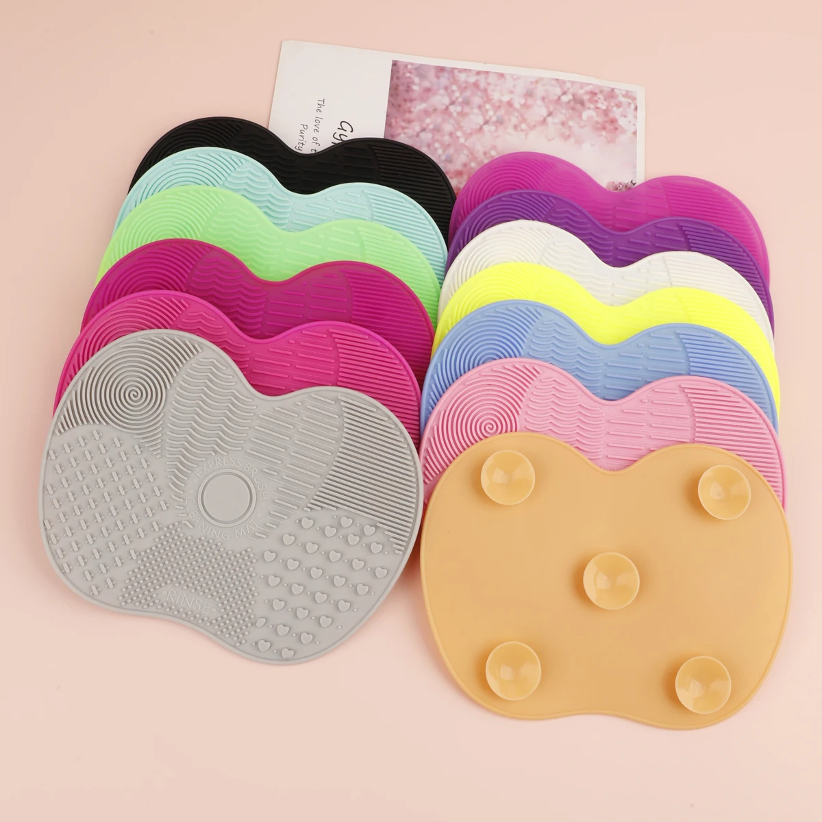 1Pc Silicone Apple-Shaped Makeup Brush Cleaner Pad With Suction Cup For Effective Cosmetic Tool Cleaning