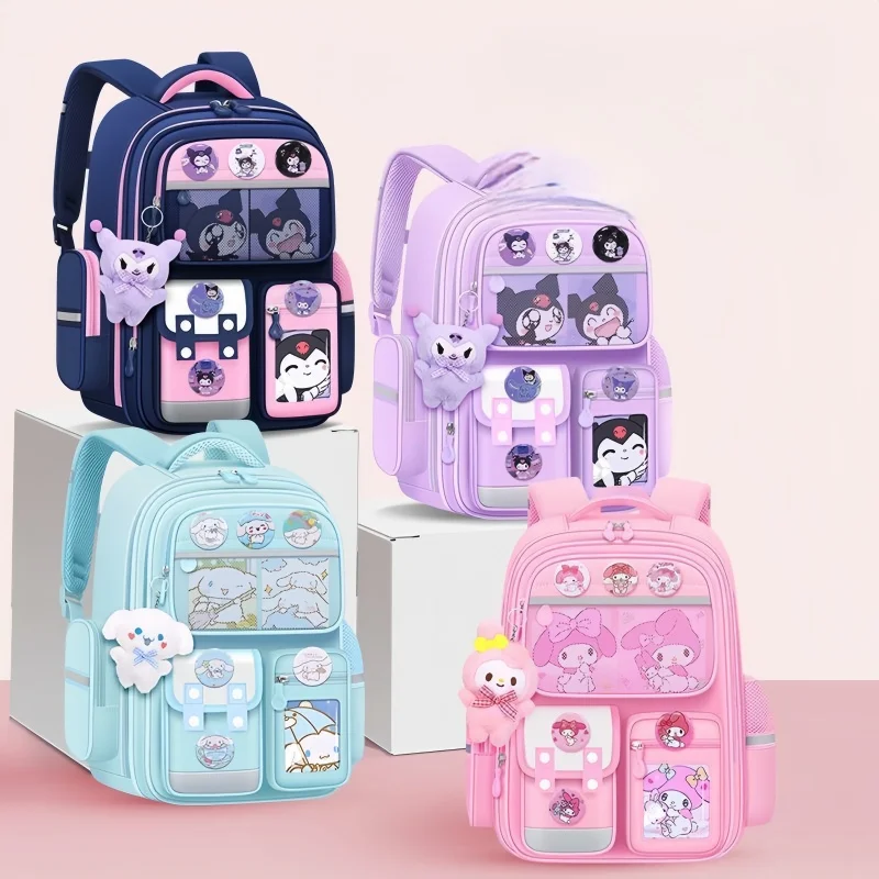 

2025 Kuromi Large-Capacity Cartoon Children'S Backpack Cinnamoroll My Melody Pochacco Cute Anime Children'S School Set Bag Gifts