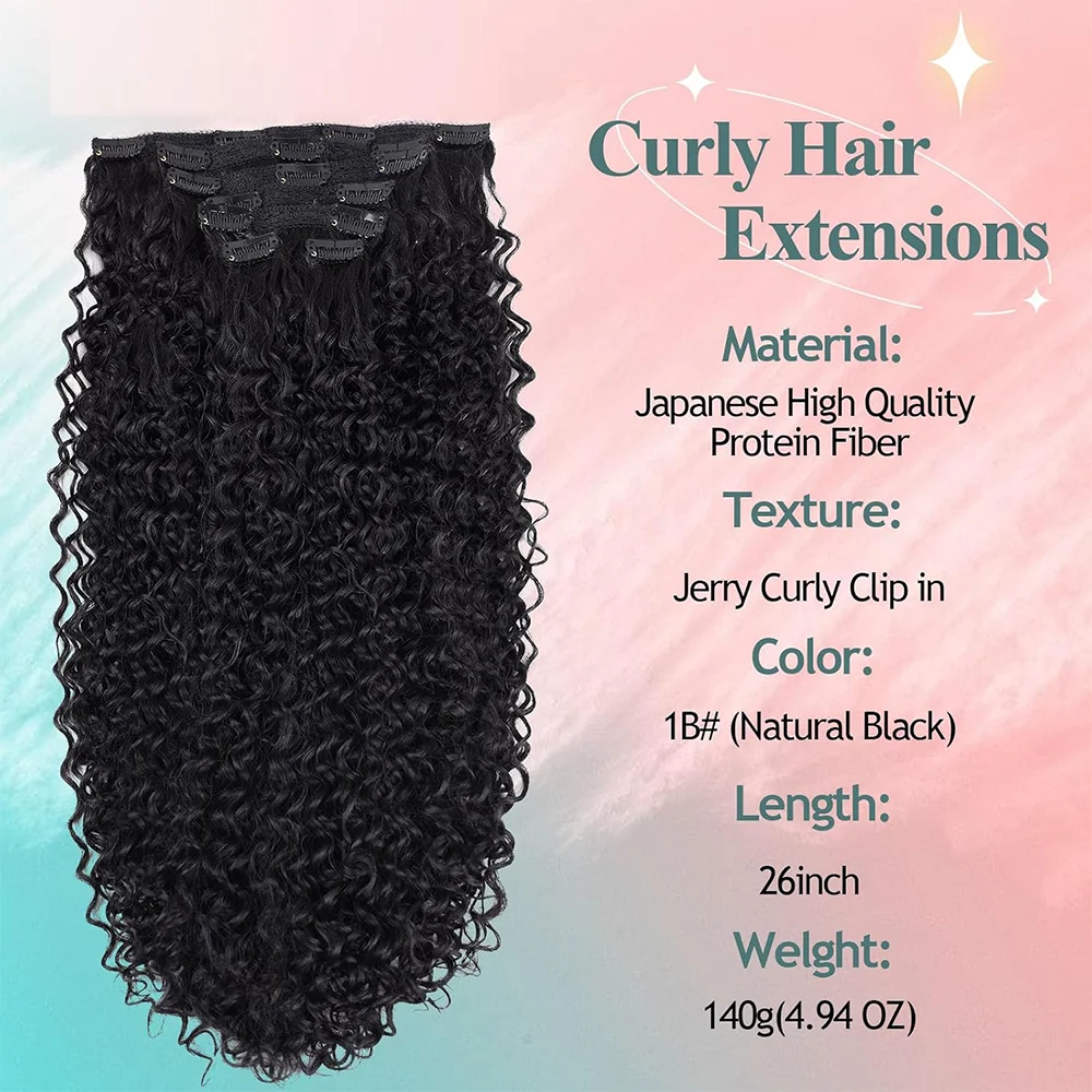 Women's Clip-In Curly Hair Extensions, Synthetic Wavy Fibers, Lightweight & Breathable, Fashion Icon Hairpiece for Daily Wear image 2