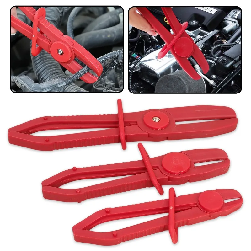 Plastic Hose Pinch Off Pliers 3 Sizes Set Automotive Radiator Coolant Brake Fuel Line Clamp Tool Kit Heavy Duty Non-Marring Tool