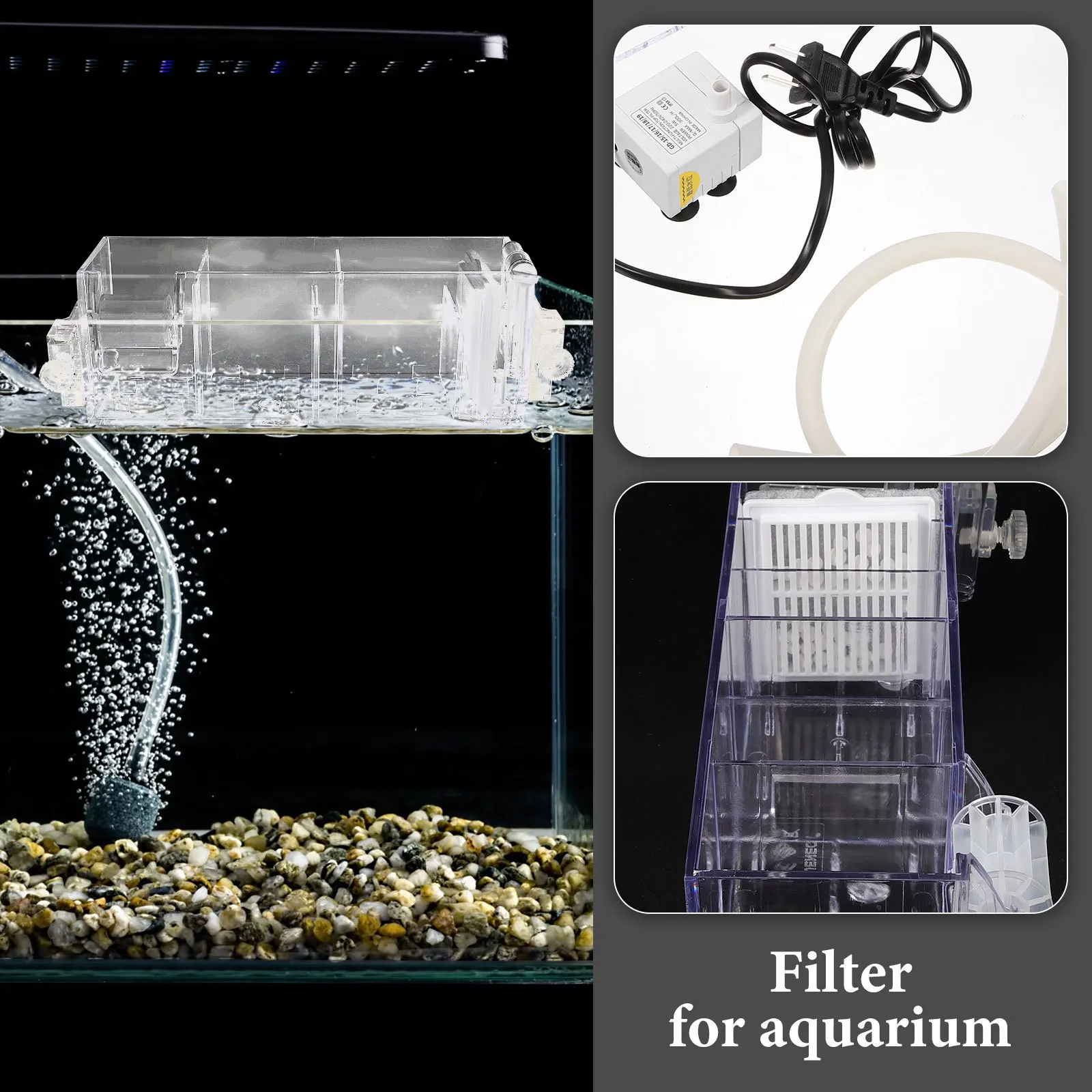 

1Set Aquarium Filter Box Acrylic Water Purification Drip System Fish Tank Accessory Clear Design Oxygen Enhancer