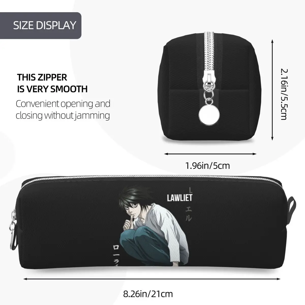 Death Note Lawlet Note Anime Pencil Cases for Student School Pen Box Pencil Bag Big Capacity Pencil Pouch Pen Holder