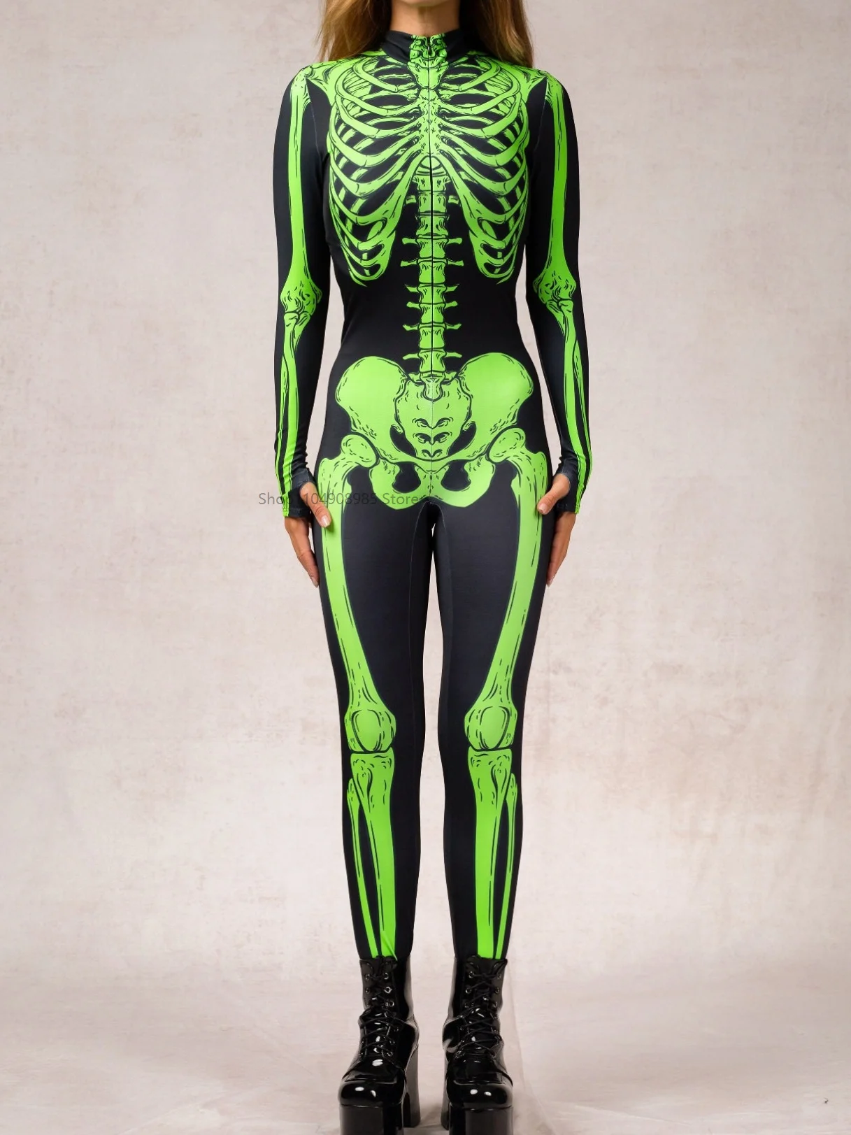 

Halloween Green Skeleton Sets Role Play Sexy Tights Funny Carnival Party Bodysuit Festival Costume Jumpsuits 2025