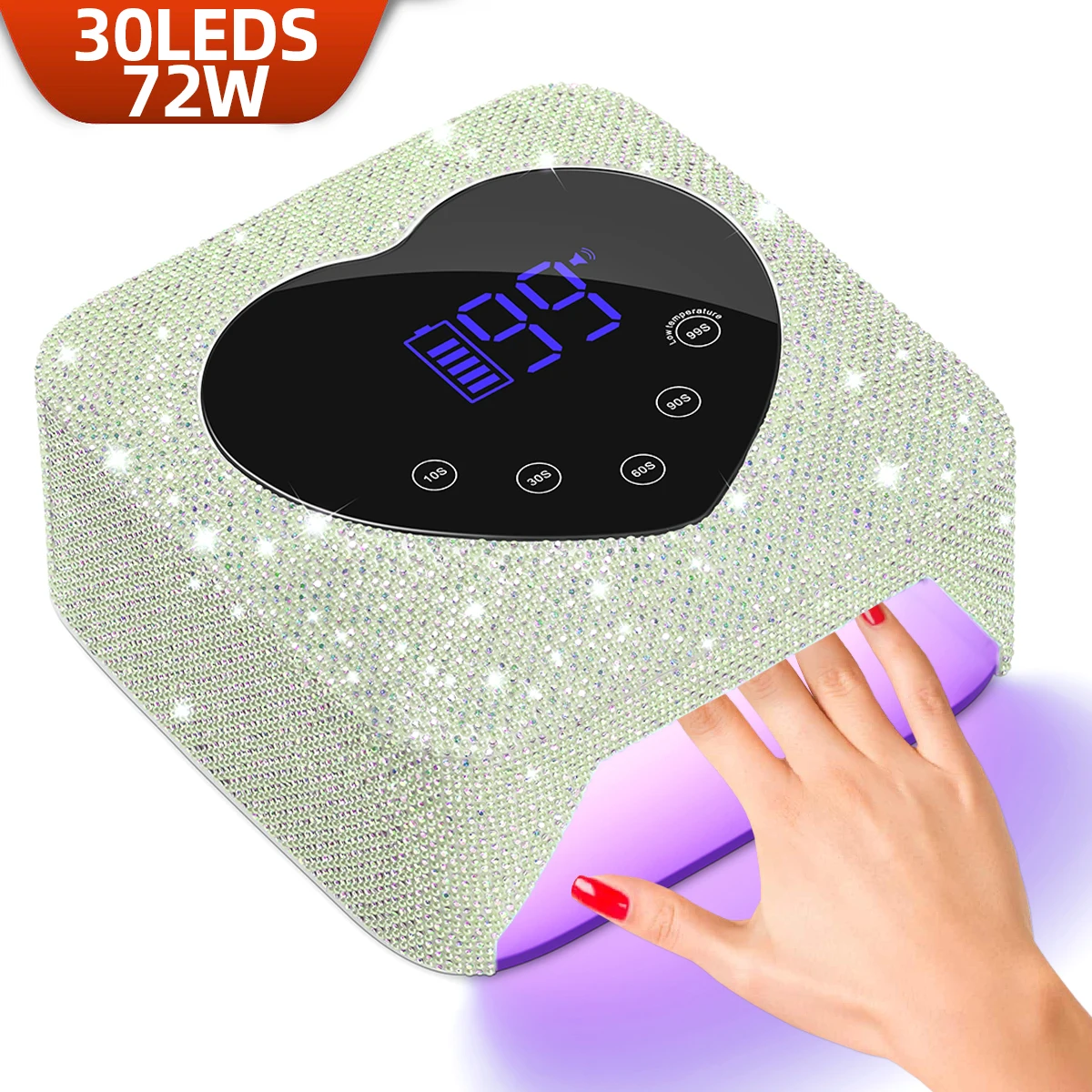 72W Akumulatorowa lampa do paznokci Profesjonalna lampa UV LED z elementami diamentów Lakier żelowy Suszenie paznokci do paznokci Narzędzia do manicure