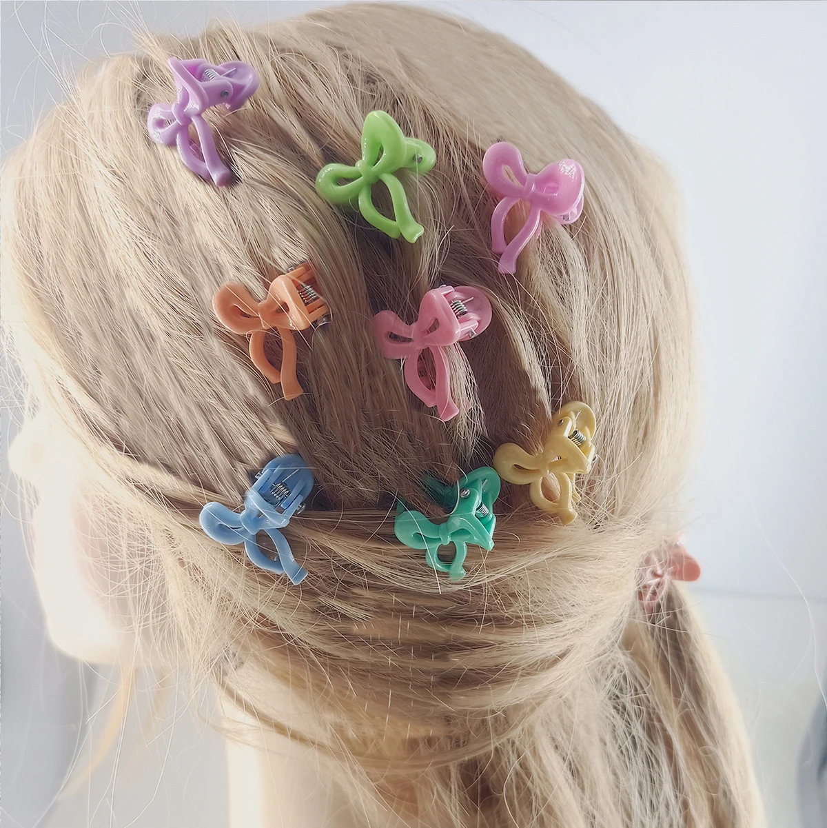 20PCS/set 2.7cm Ribbon Bow Side Clip Women\'s Macaron & Morandi Color Girls Bangs Hairpin Small Grab Clip Hair Ornament