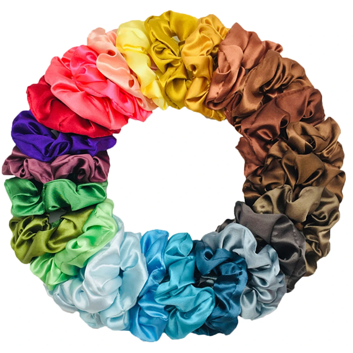 25/10/1 pz donne raso capelli Scrunchie fasce elastiche coda di cavallo cravatte ragazze fascia accessori tinta unita neutro nero marrone Set