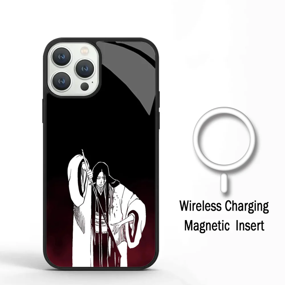 Hrror U-Unohana B- Bleach Comics Phone Case For IPhone 11 12 13 14 15 Plus Pro Max Mirror Acrylic For Magsafe Wireless Charging