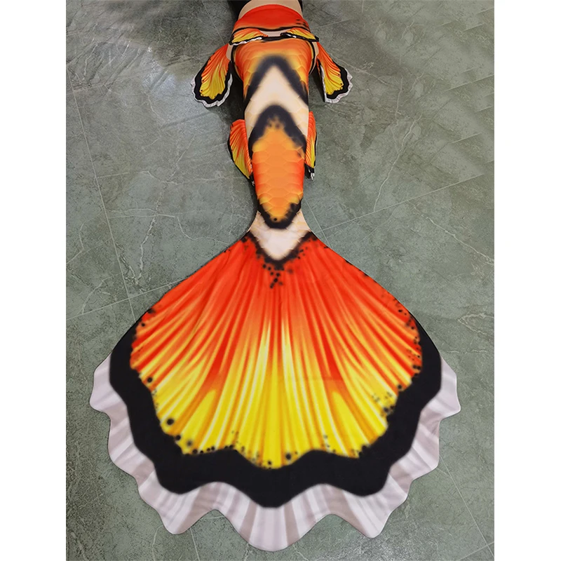 Professional Diving and Swimming Tomato Clownfish Skin Tail Nimo Aemone Fish Mermaid Tail  Customized Size  Maroon Clownfish