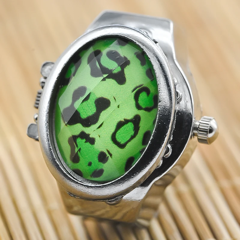 新しい宝石の花クラムシェルホワイトダイヤルは時間を確認できますフィンガーウォッチカジュアルファッションリングウォッチ