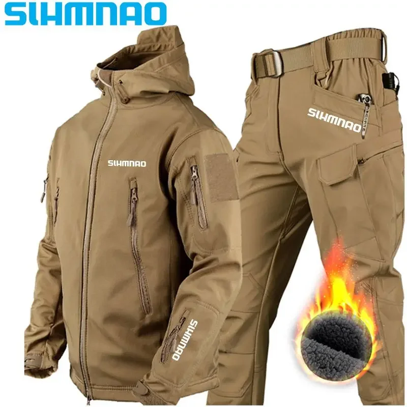 2024 men's outdoor work loose, waterproof, wear-resistant, warm, aggressive workwear training suit, casual windproof fishing set