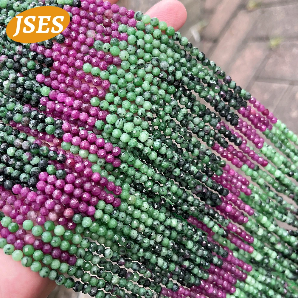 3A 4mm Natural Ruby Zoisite Epidote Faceted Beads Spacer Loose Stone Seed Beads for Jewelry Making DIY Bracelet Accessories