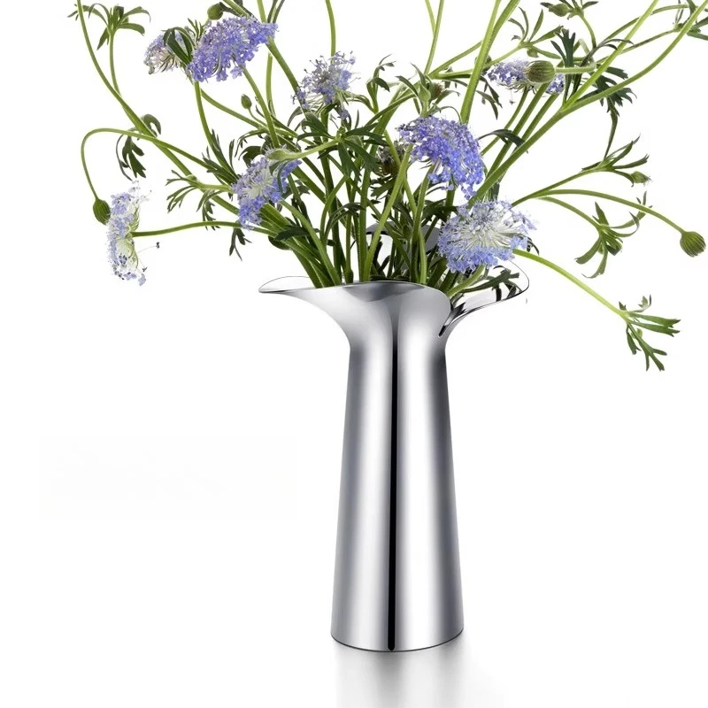 

Simple Nordic stainless steel, vase light luxury model house, soft decorative living room, ornament flower arrangement