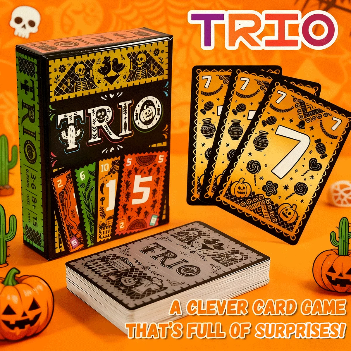 لعبة لوحة بطاقات ثلاثية ألعاب استراتيجية للعائلة لعبة لوحة الحفلات المطابقة الممتعة 3-5 لاعبين لعبة ترفيهية لهدايا جميع الأعمار