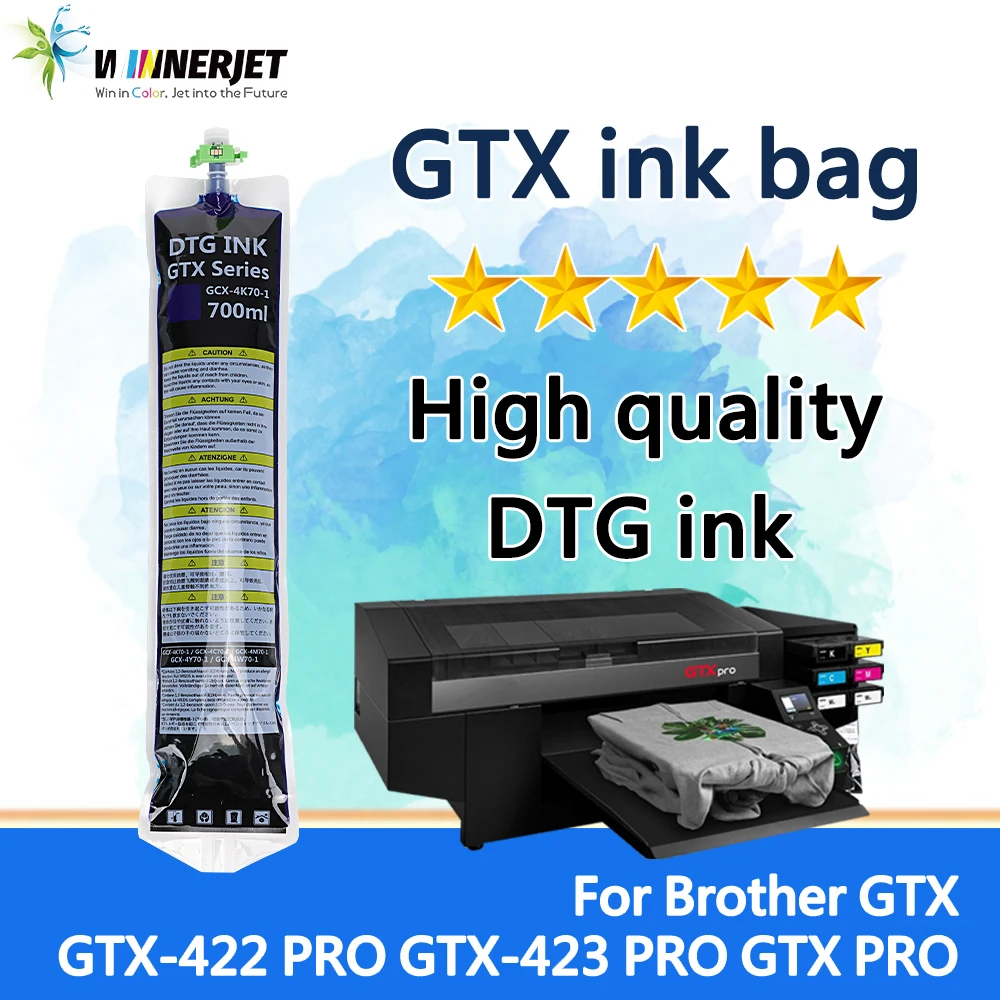 

Specifically designed for brother GTX printers DTG ink 700ml GTX ink bag With one time use chip With 700ml DTG ink