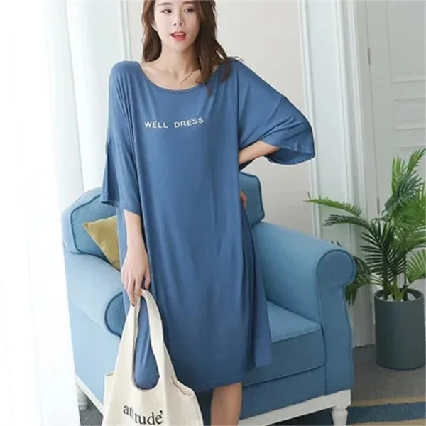 Comfortable Modal Night Dress Women New Short Sleeve Summer Nightgowns Oversize Ladies Nightwear Sleeping Shirt chemises de nuit