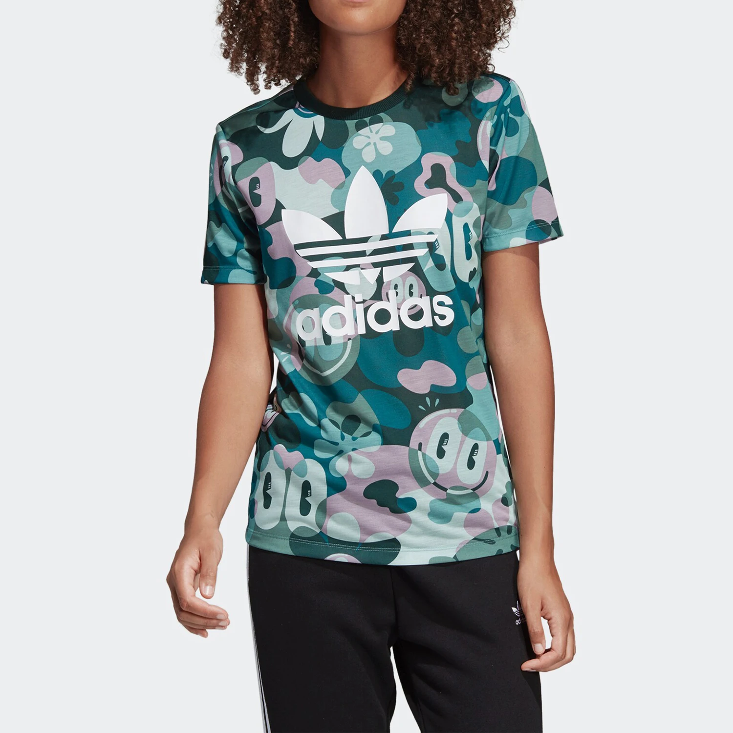 Adidas genuine Three-Leaf Women's TREFOIL TEE Breathable Round Neck T-Shirt DV2672