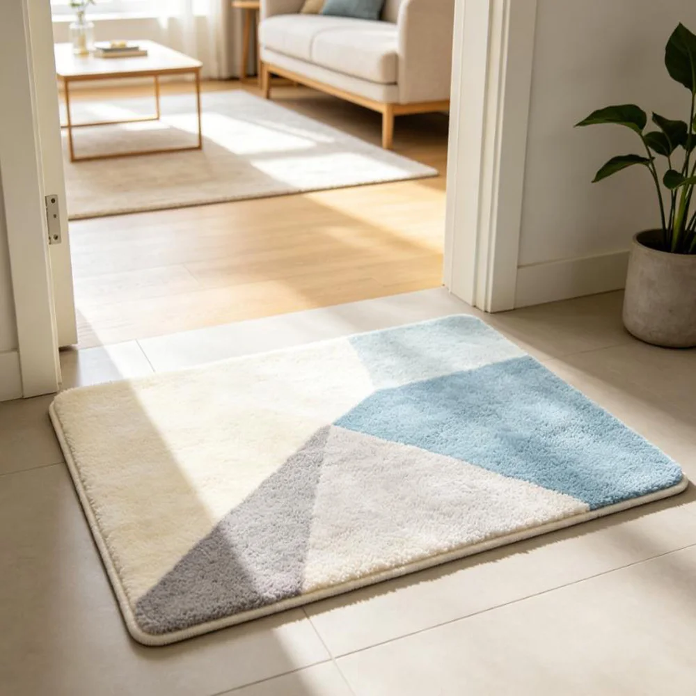 

Personalized Abstract Rug Color Block Design Mat Sturdy Rug for Modern House Front Door Entry Floor Home Decor