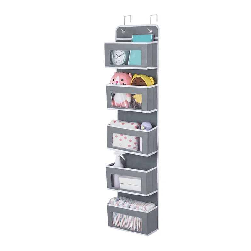 

TFORU-1 Piece Five Layer Non-Woven Door Storage Bag Multi-Layer Hanging Wardrobe Storage Bag Clothes Storage Bag Gray