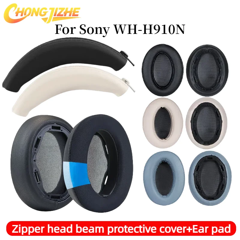 

CHONGJIZHE Replacement Protein Memory sponge Earpads and Silicone zipper head beam protective cover for SONY WH-H910N Headphones