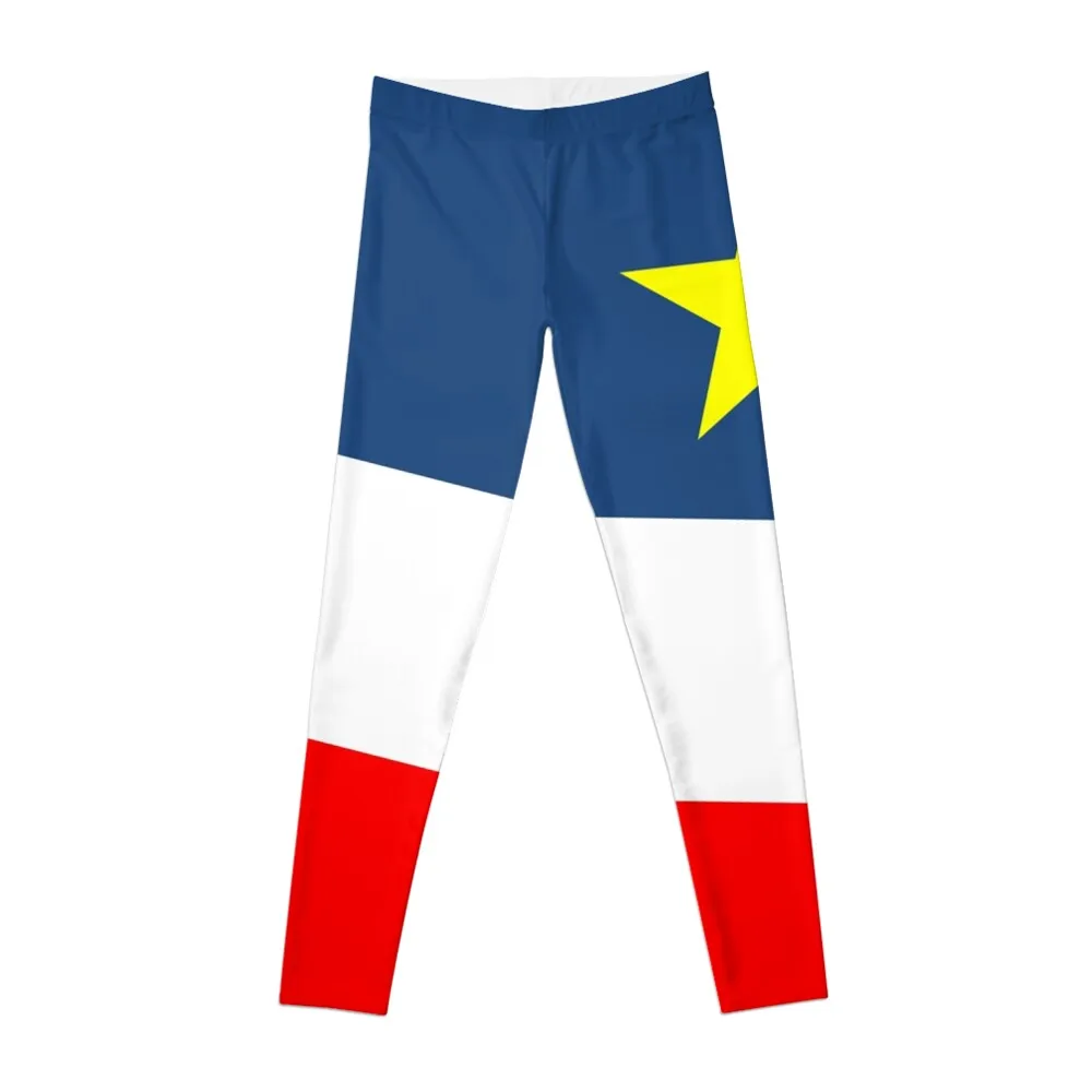 

Acadian Flag - Drapeau acadien Leggings Legging sexy woman Women sportwear Women's high waist workout shorts Womens Leggings