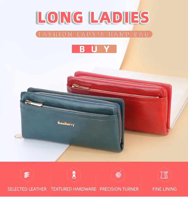 Baellerry Lange Damen-Geldbörsen, Tasche mit Handyfach, Namensgravur, Marken-Damen-Geldbörse mit Reißverschluss, Kartenhalter, Damen-Geldbörse für Mädchen – Detail 3