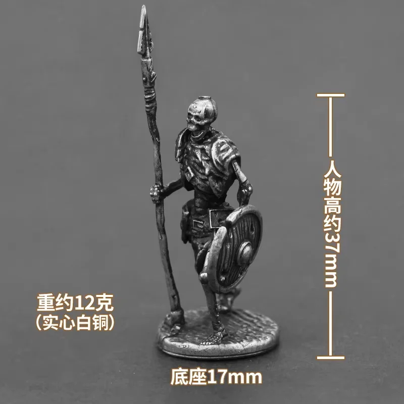 Ancient Medieval Legion Swordman Undead Skeleton Warrior Action Figures Metal Copper Model Armor Figurine Miniature Ornament Toy - view 6