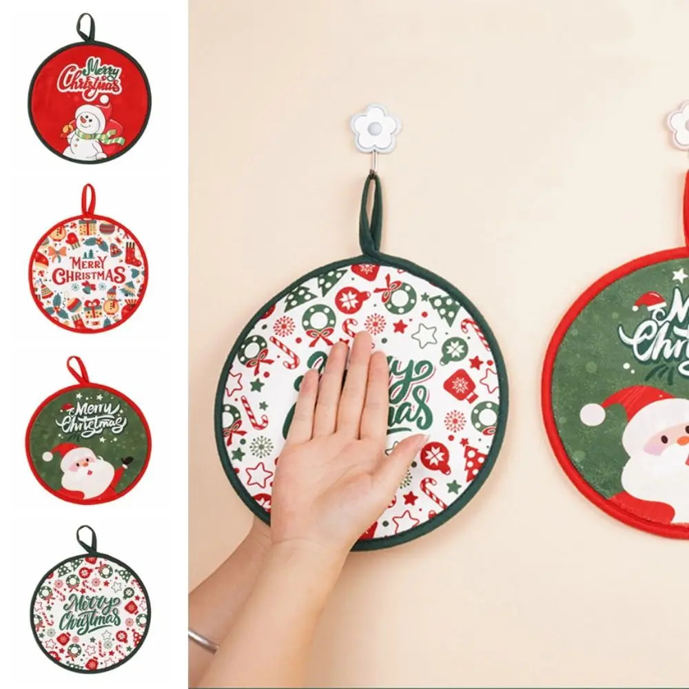 

Креативное рождественское полотенце для рук круглой формы, рождественские украшения, кухонная тряпка для чистки, быстросохнущее мягкое подвесное полотенце с героями мультфильмов