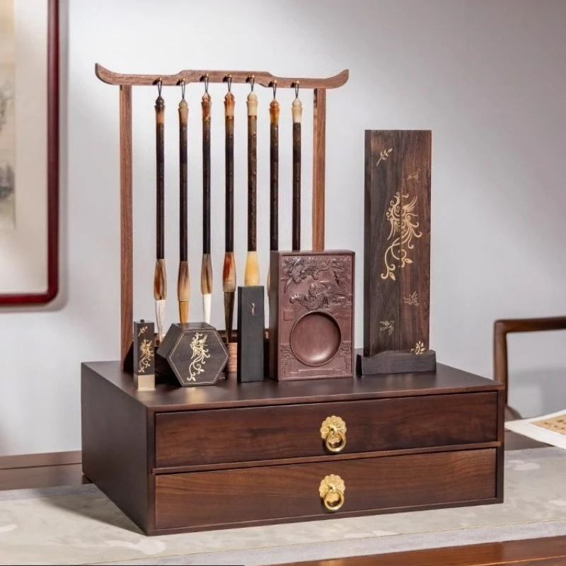 

A full set of pen, ink, paper, inkstone, calligraphy ornaments, inkstones, ink strips, pen holders, brush sets, supplies