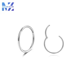 F136 Titanium Earrings Closure Ring Basic Models Compartment Latch Ear Cartilage Ring Simple Nose Ring Piercing Jewelry