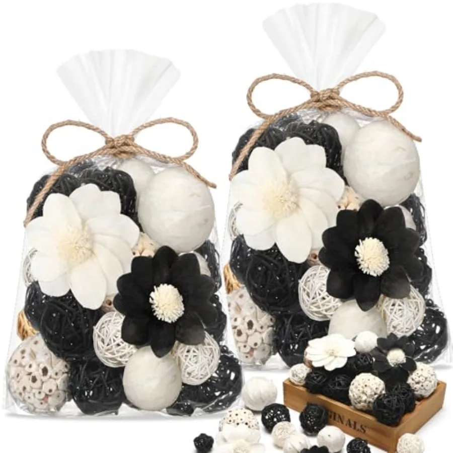 

2 Pack Decorative Balls Potpourri Bowl Filler Decor Natural Vase Bowl Filler Assorted Spherical Rattan Twigs Wicker Balls Cotto