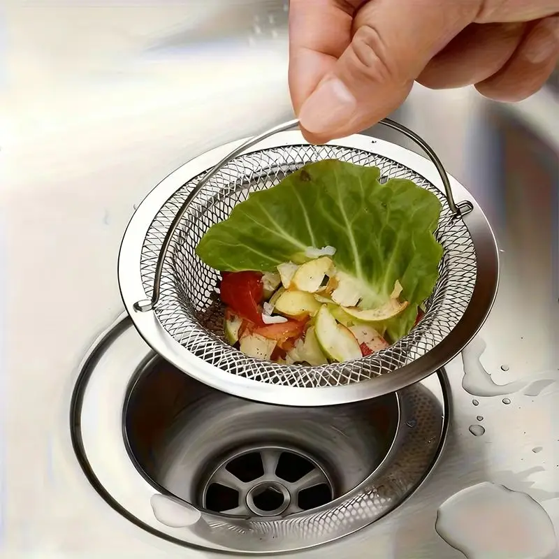 

Stainless Steel Sink Strainer with Handle Mesh Drain Catcher Filter for Kitchen Bathroom Anti-Clogging Wash Fruits Vegetables