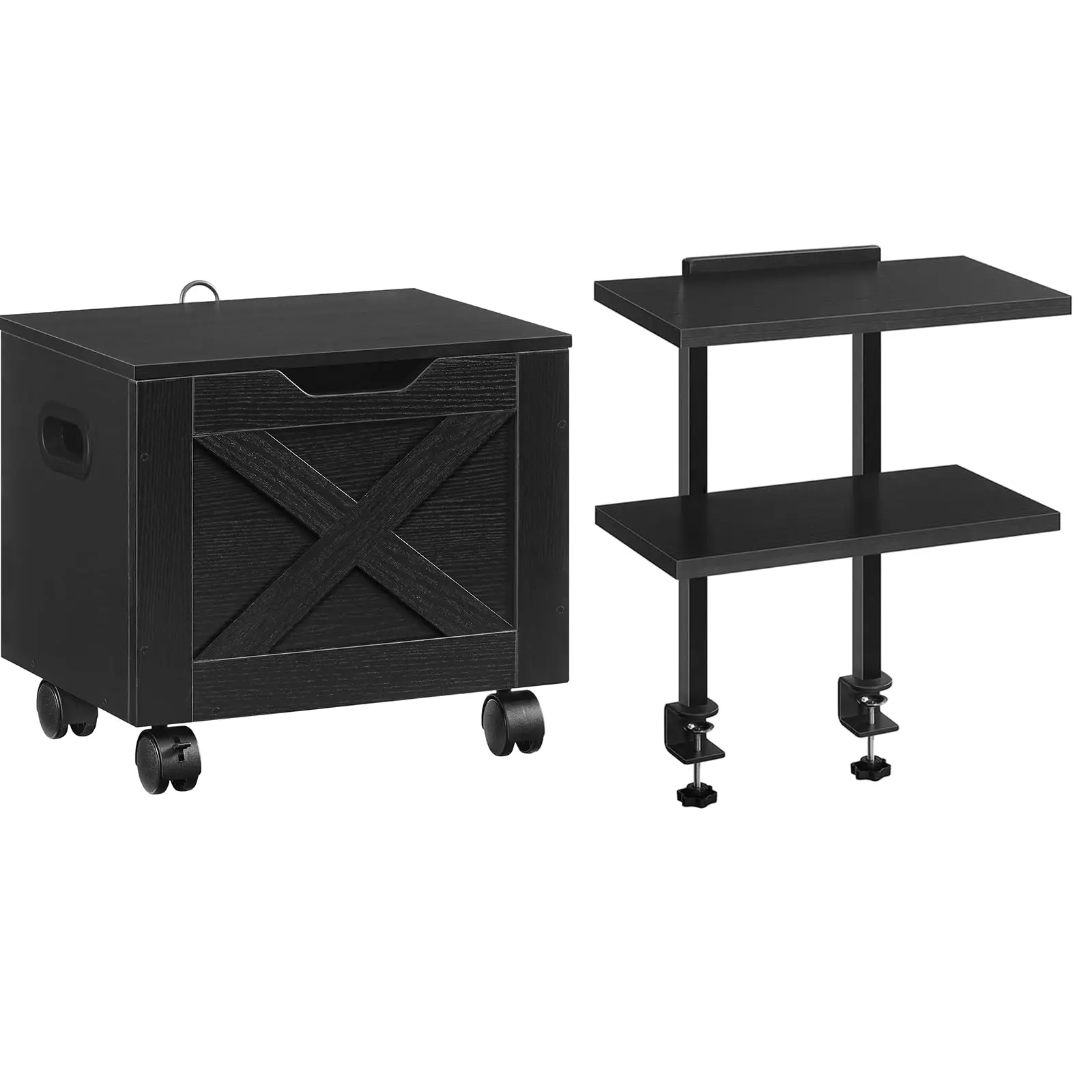 

Rolling File Cabinet With Drawer And Clamp-On 2-Tier Desktop Organizer For Office Study