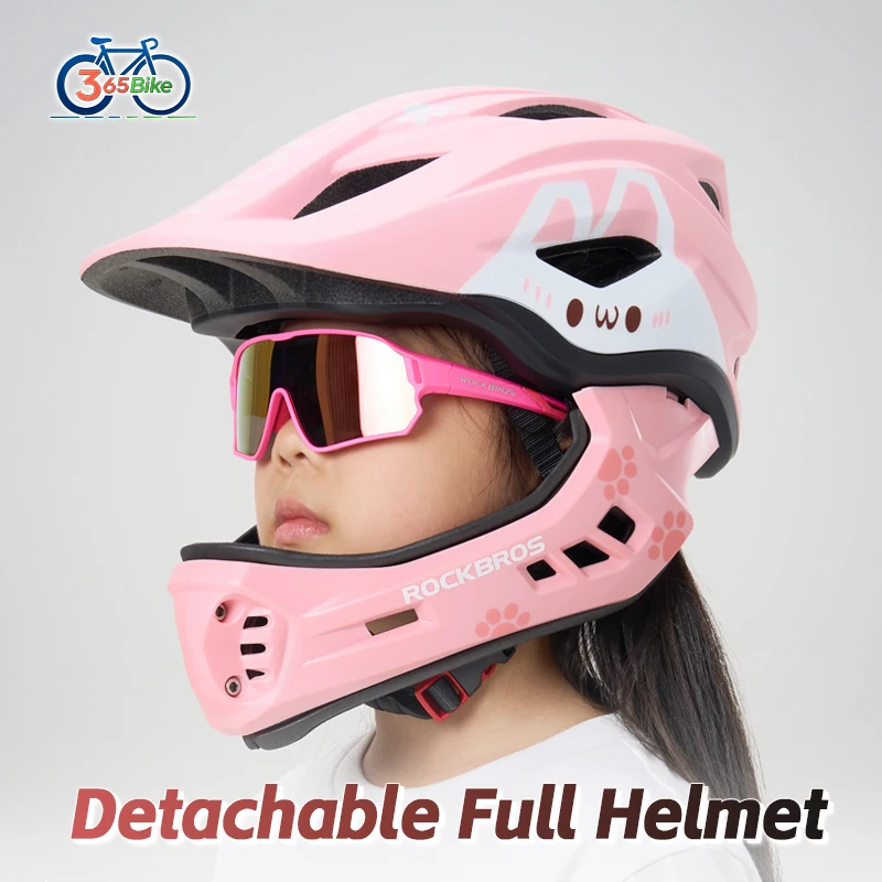 Casque de vélo pour enfants, chapeau intégral, casque de cyclisme rose, casquette de sécurité pour Scooter pour enfants, équipement de vélo Rockbros, fille et garçon