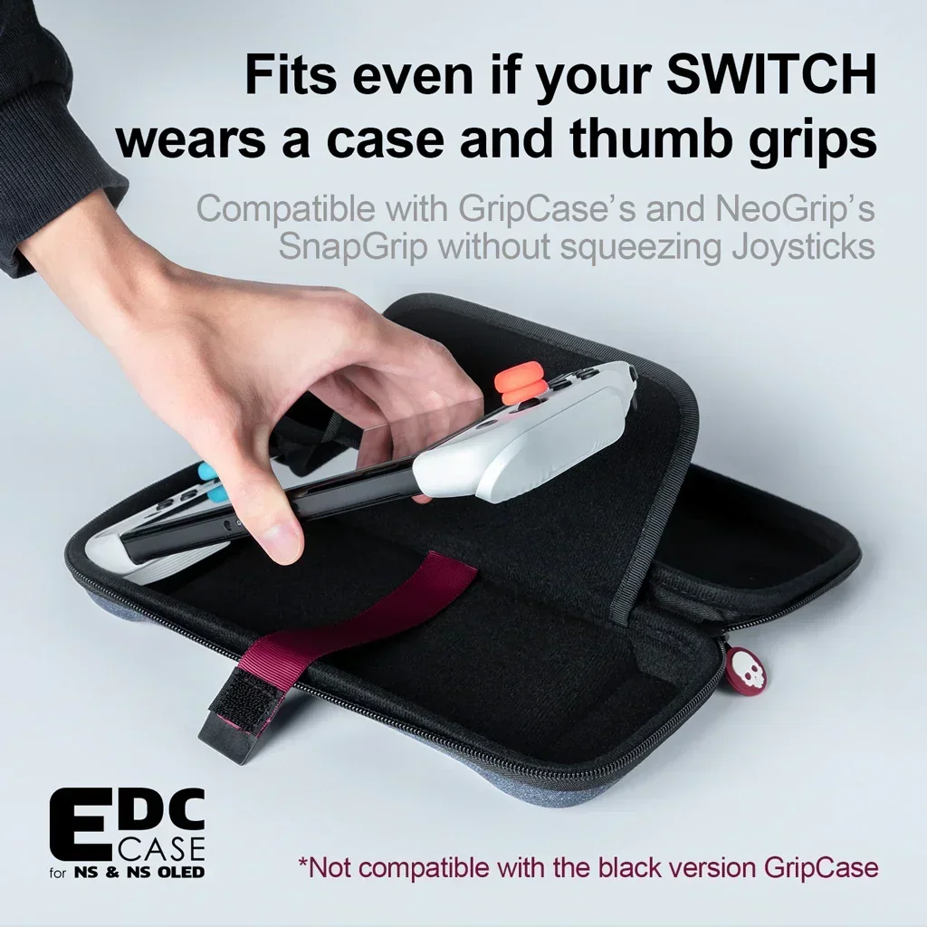 Skull & Co. EDC Case Bolsa de armazenamento portátil com casca dura Bolsa de transporte fina para console de jogos Nintendo Switch e NS OLED