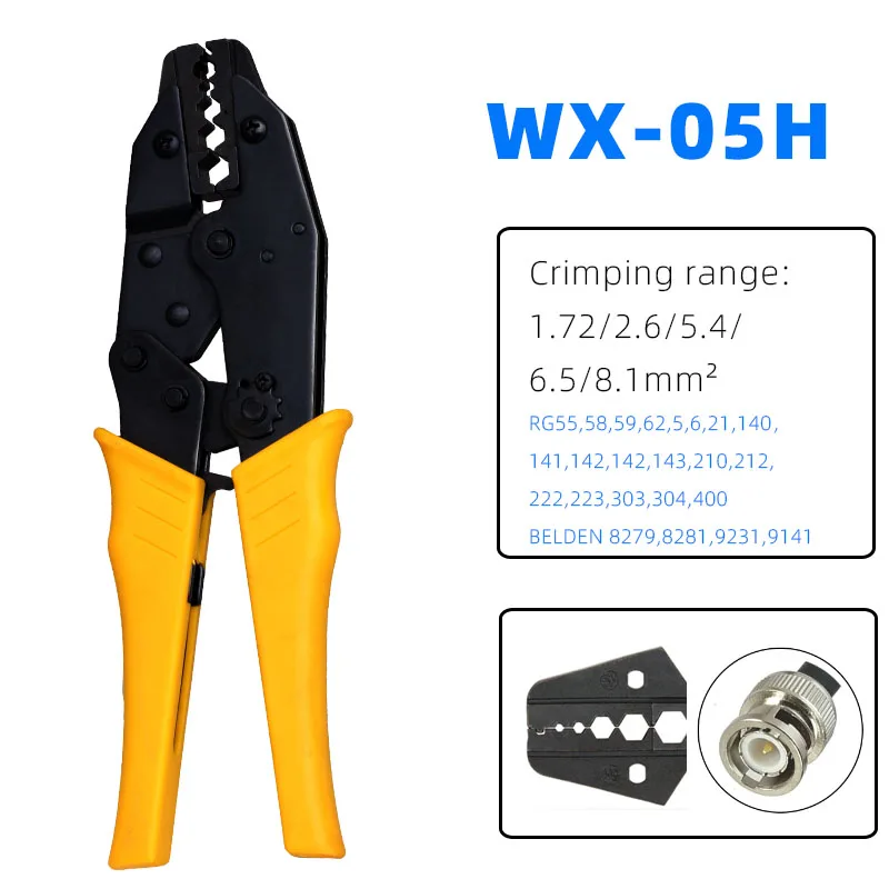 coaxial crimper for crimping RG58,RG59,BNC coax cable connectors RG8,RG213, RG55RG58 RG59 RG62 coaxial connector crimping pliers