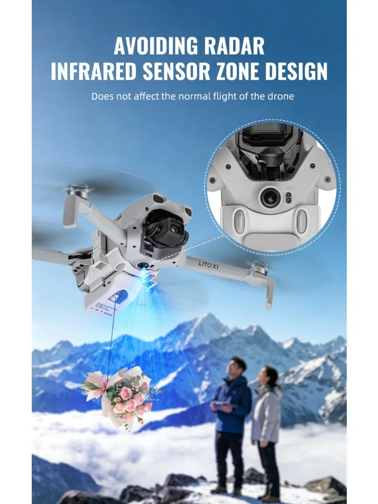 Urządzenie do zrzucania ładunków dla DJI Lito 1/X1, system zwalniania ładunku, pojemność 70g, szybkie zwalnianie do prezentów, przynęt, ratownictwa, dostaw ślubnych. — 2