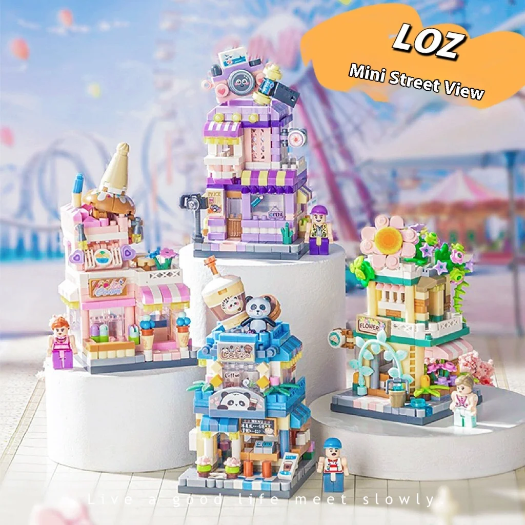 

LOZ 8813-16 Мини-микро-строительные блоки с видом на улицу 1:64 DIY Сборка Подарок Коллекционный стол Деко