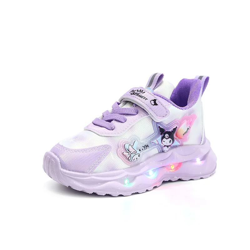 

Kuromi Kids LED Light Up Sneakers 1-6Y - Spring Autumn Princess Cartoon, Glowing Casual Sports Shoes for Girls
