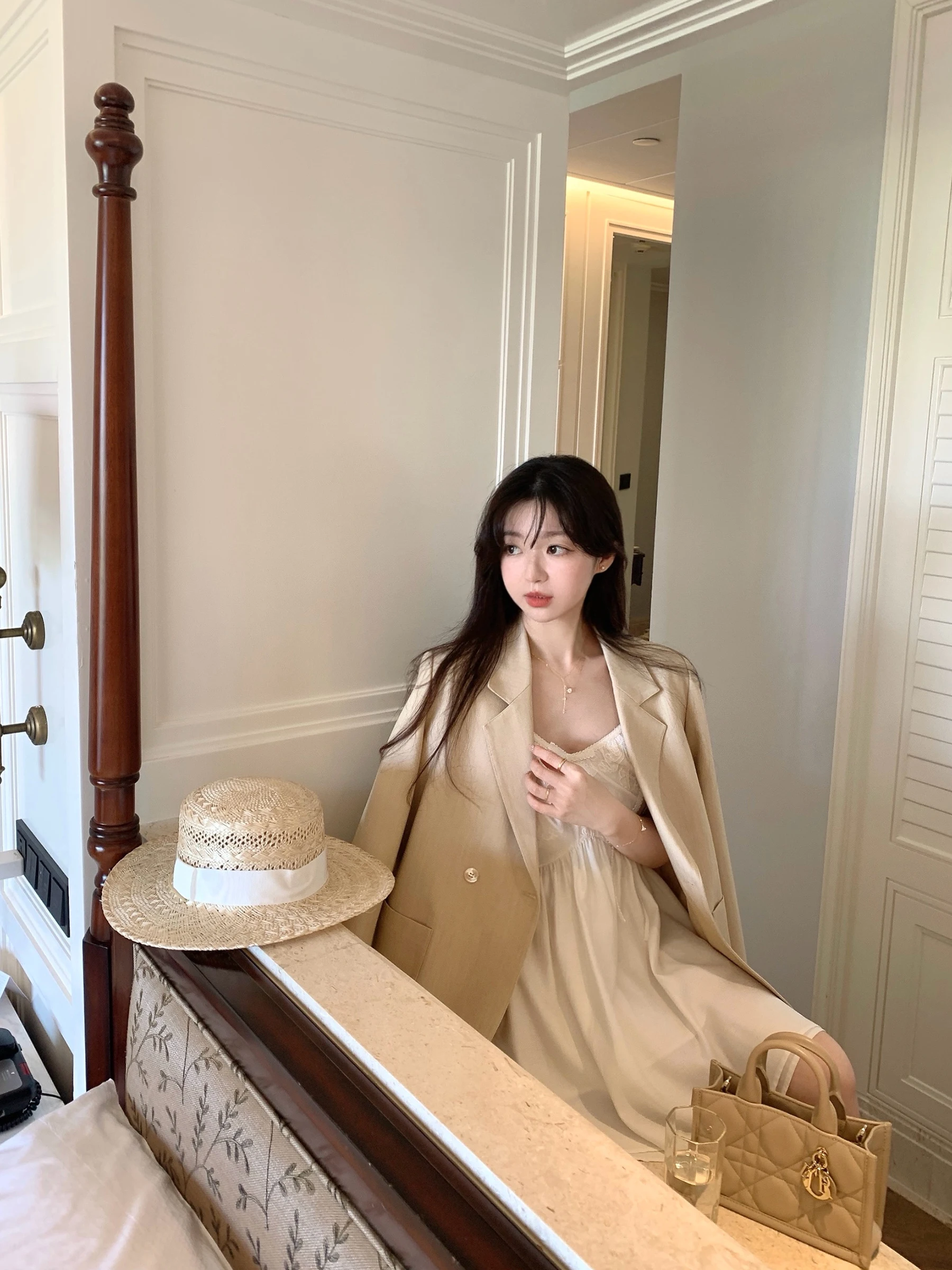 

ChaoBaoNini Casual Cotton Women's Suit Jaet Commute Sle Slimming Versatile Autumn New Faion Outerwear Coat