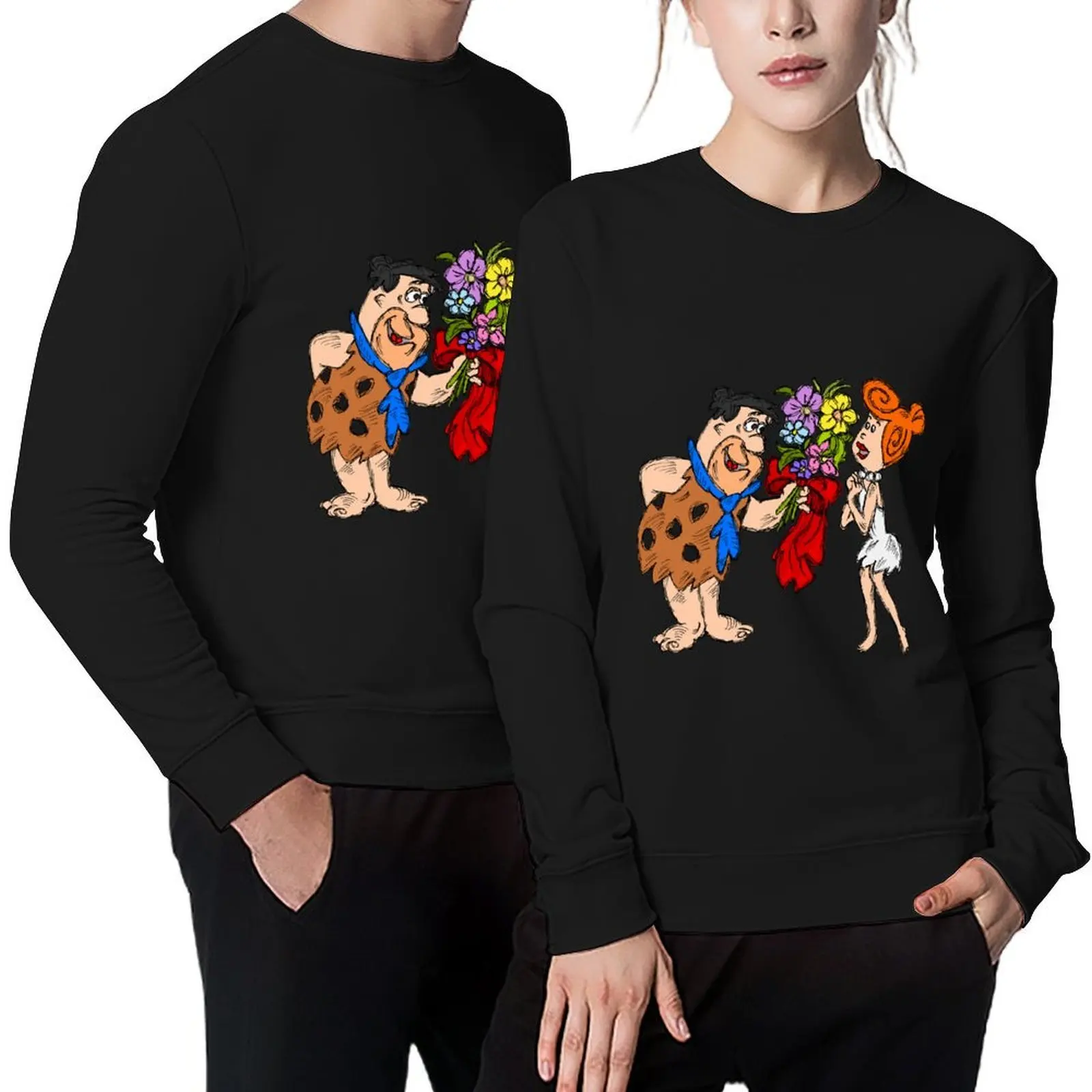

Fred and Wilma Flinstone Pullover blouse clothes for men winter clothes men wear hooded sweatshirts